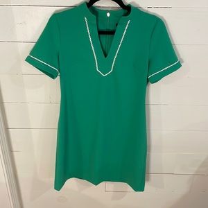 Tommy Hilfiger Green Mini Dress with White Rik Rac Accents, Size 8